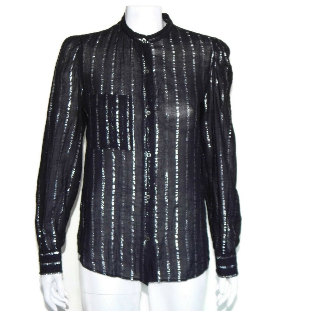 SABEL MARANT ETOILE Black Silver Metallic shirt